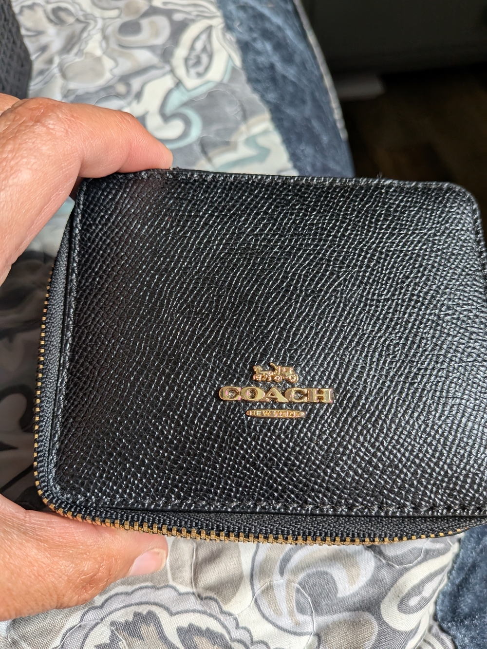 Coach Black Saffiano Zip Jewelry Holder with Gold Hardware - Picture 1 of 7